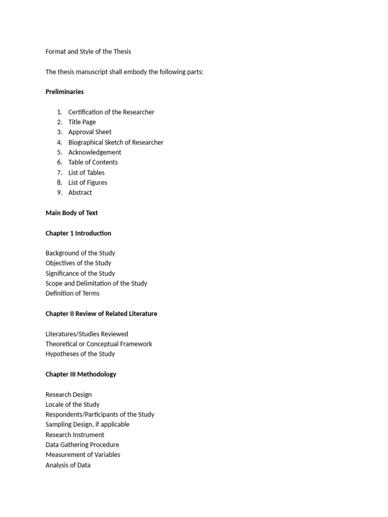 Format and Style of The Thesis | PDF