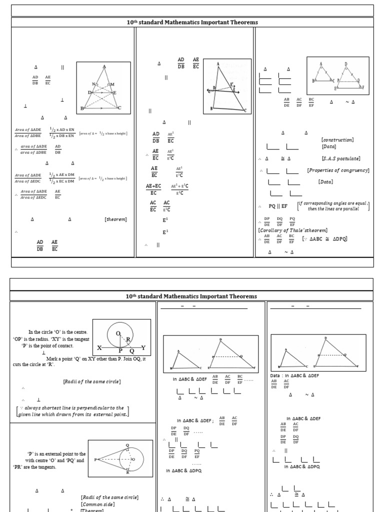 10th STD Maths All Theorems | PDF