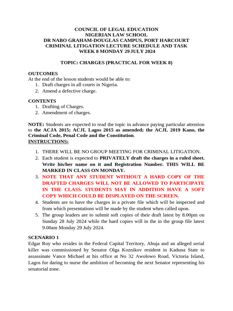 Drafting of Charges Practical (WEEK 8) | PDF | Robbery | Crimes