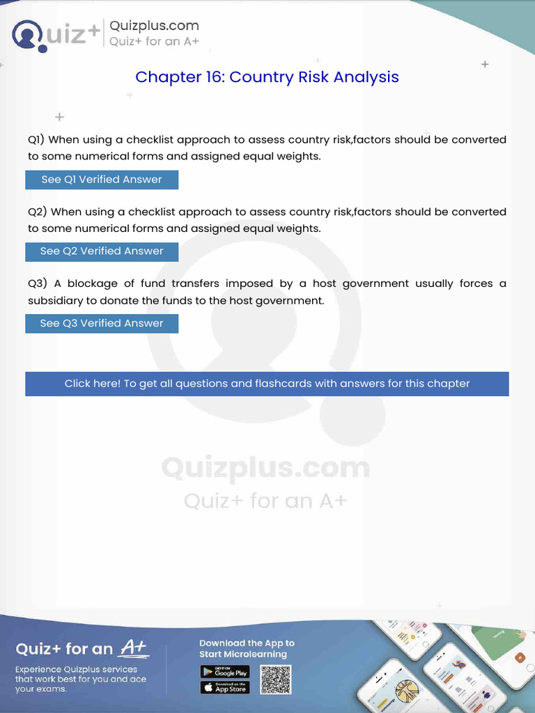 When Using A Checklist Approach To Assess Country Riskfactors Should Be ...