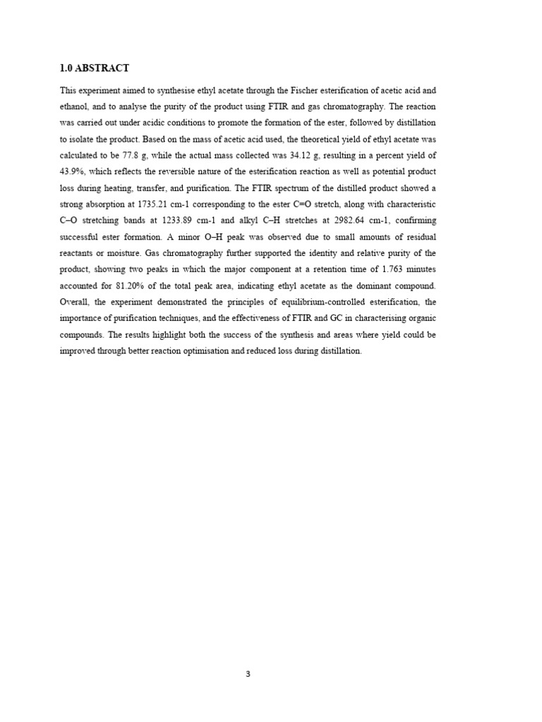 Organic Synthesis - Formation of Ester | PDF | Ester | Ethanol