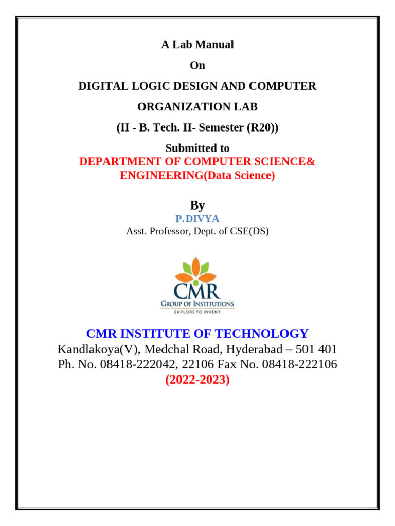 DLD&CO Lab Manual (2020-2021) | PDF