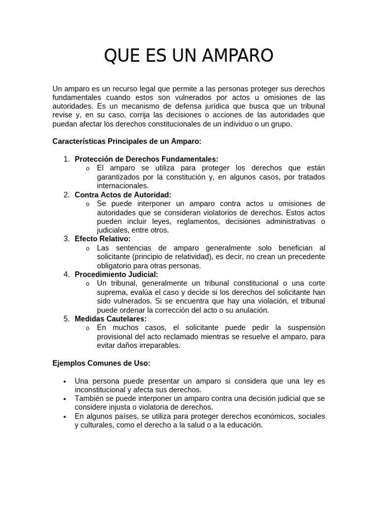 Que Es Un Amparo | PDF | Derecho Constitucional | Constitución