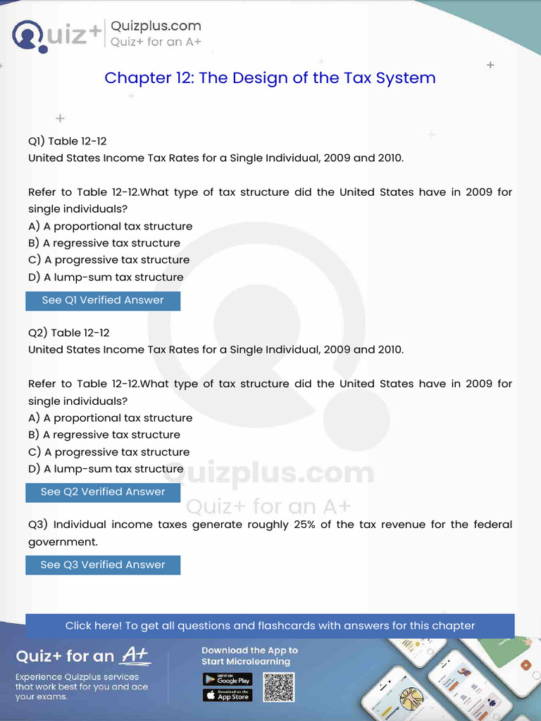 Refer To Table 1212what Type of Tax Structure Did The United States ...