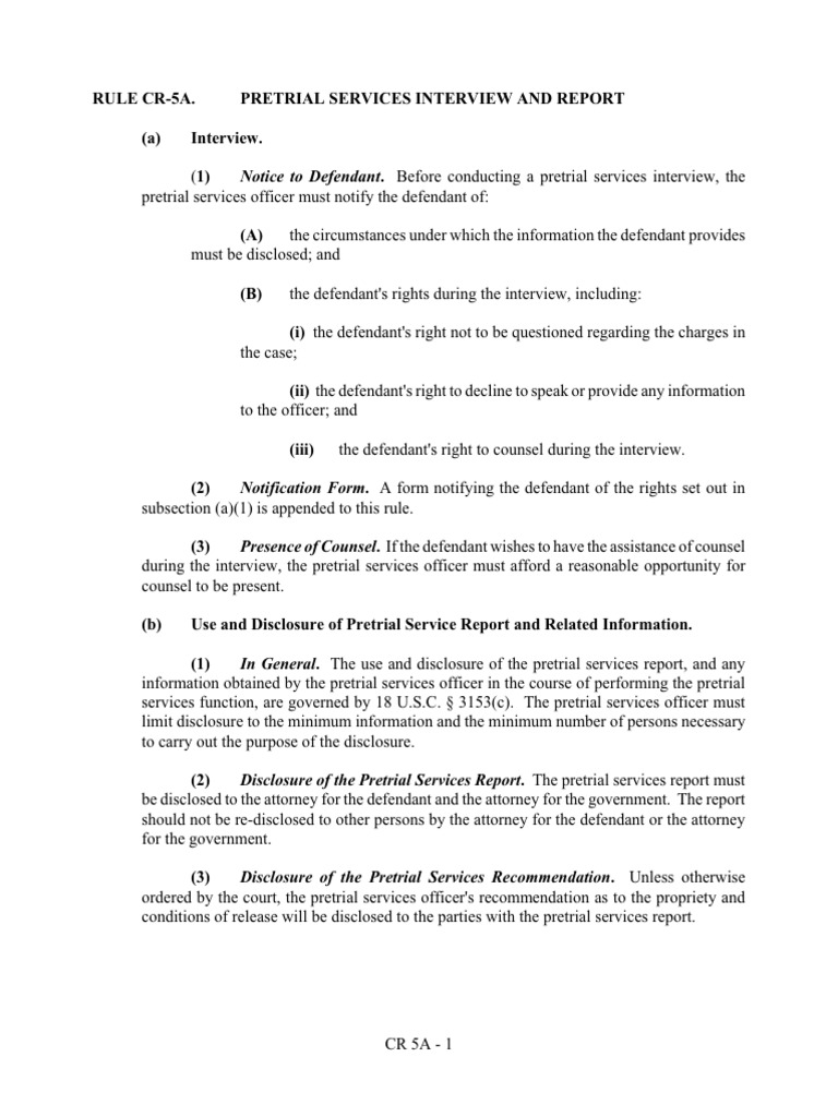 CR-5A - Pretrial Services Interview Report and Supervision of ...