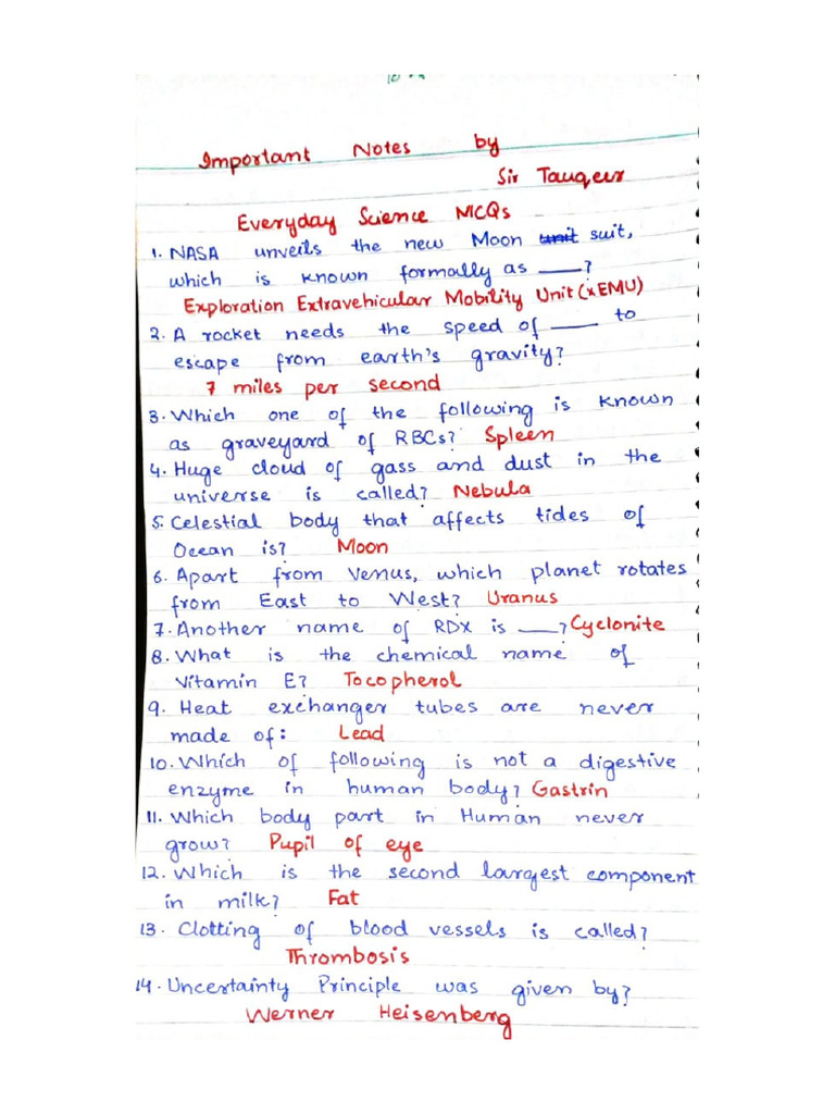 Important Css PPSC Nts FPSC Pms Notes | PDF