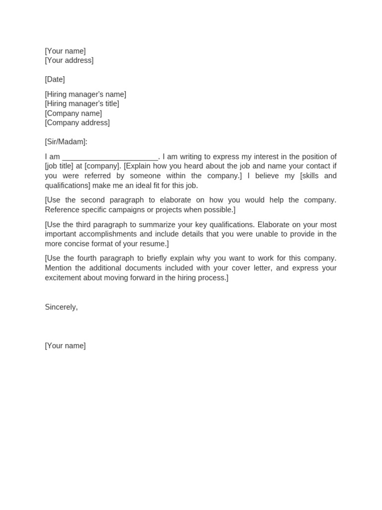 Application Letter Template | PDF