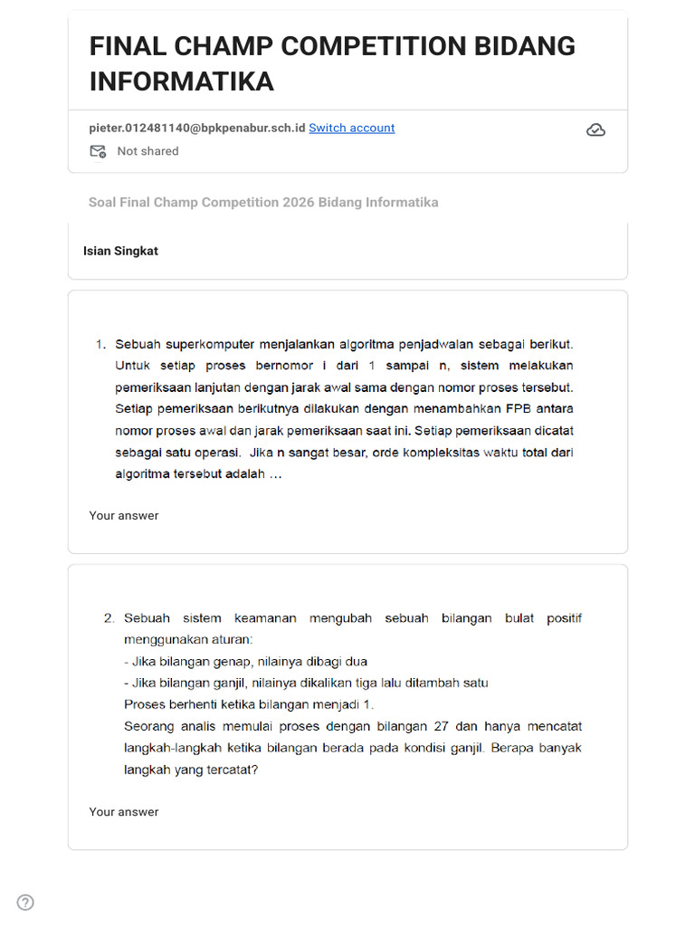 Final Champ Competition Bidang Informatika1 | PDF