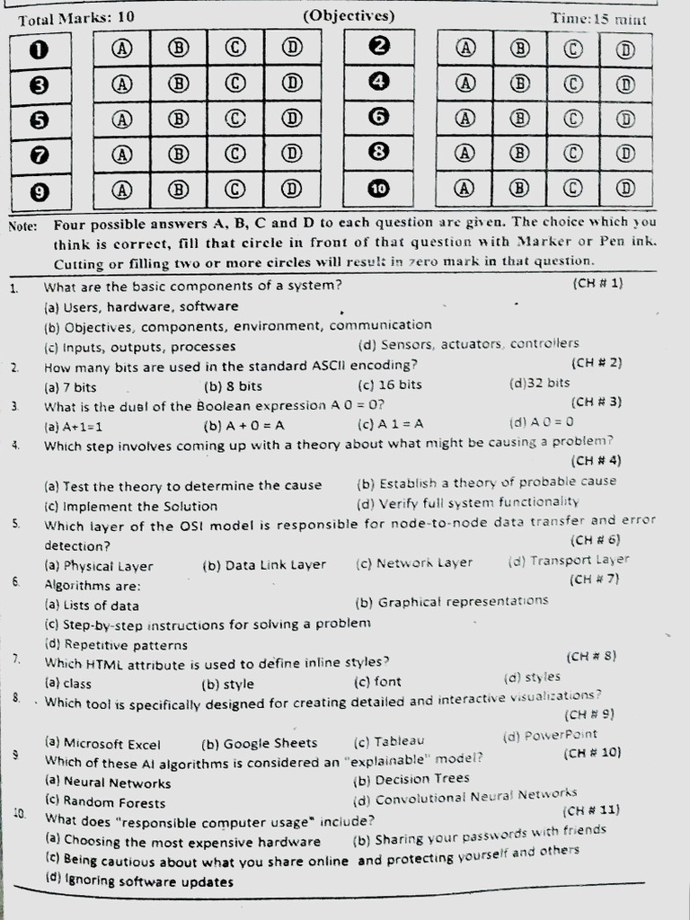 9th Computer Test Full Book | PDF