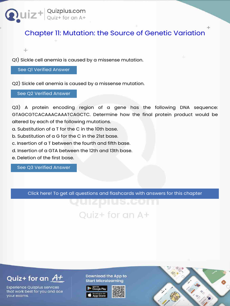 Sickle Cell Anemia Is Caused by A Missense Mutation | PDF | Genetics ...