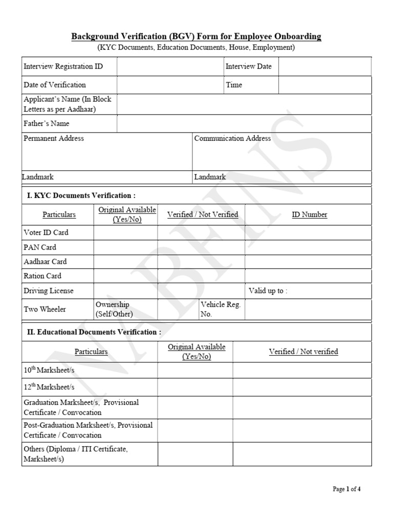 Files Miscellaneous BackgroundVerificationForm | PDF | Identity Document