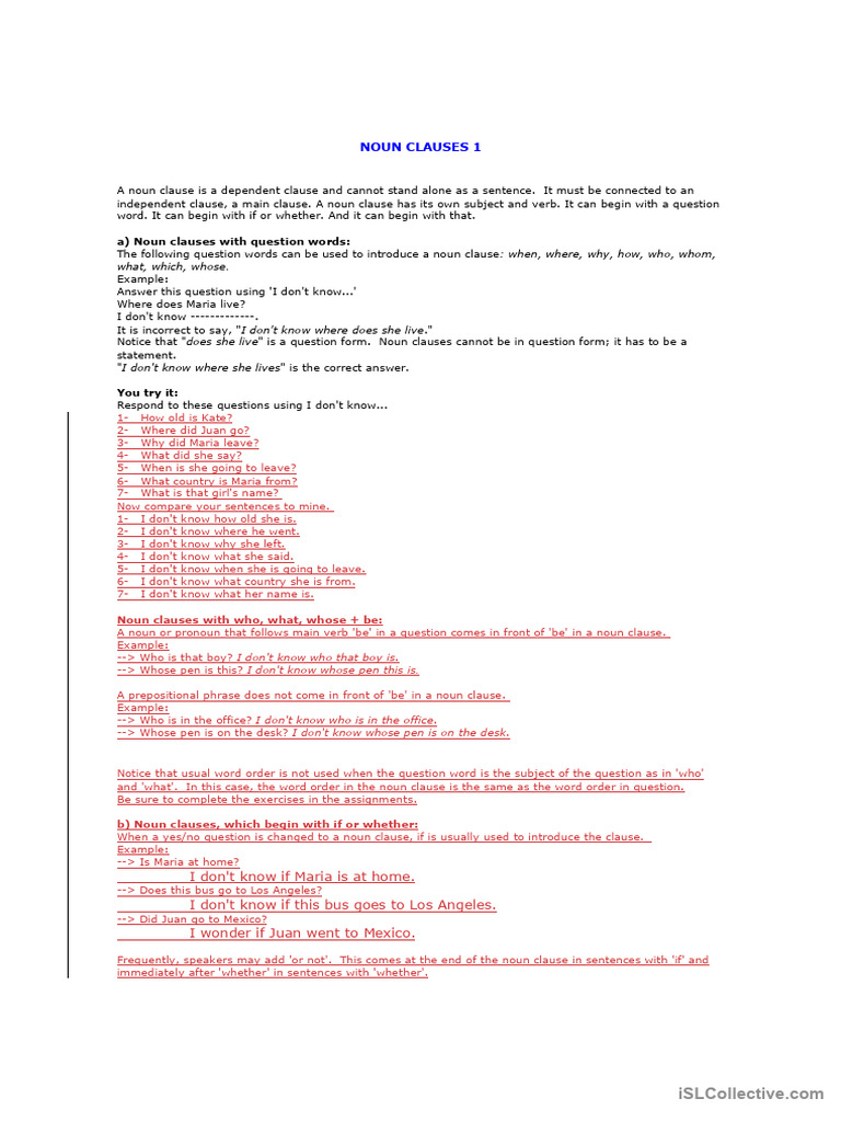 Noun Clauses | PDF