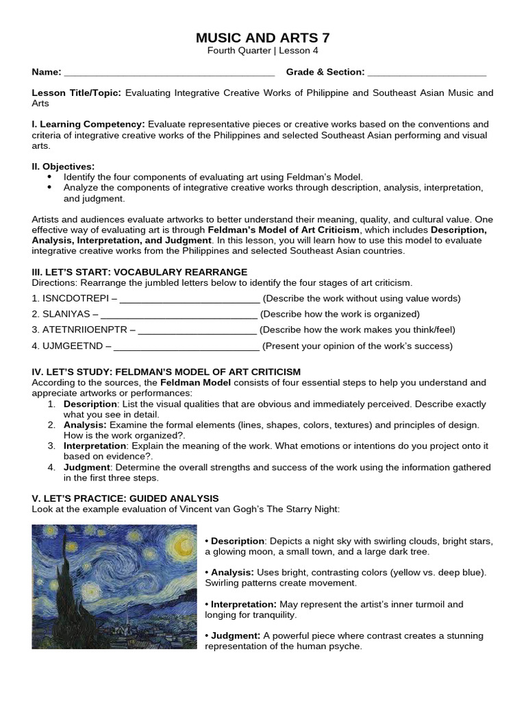 ADM Music and Arts 7 Q4 Lesson 4 Feb-23-27 | PDF | Cognitive Science ...