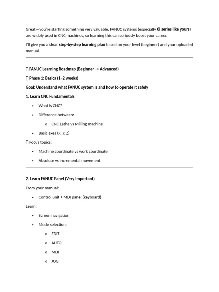 Road Map To Fanuc System 1 | PDF