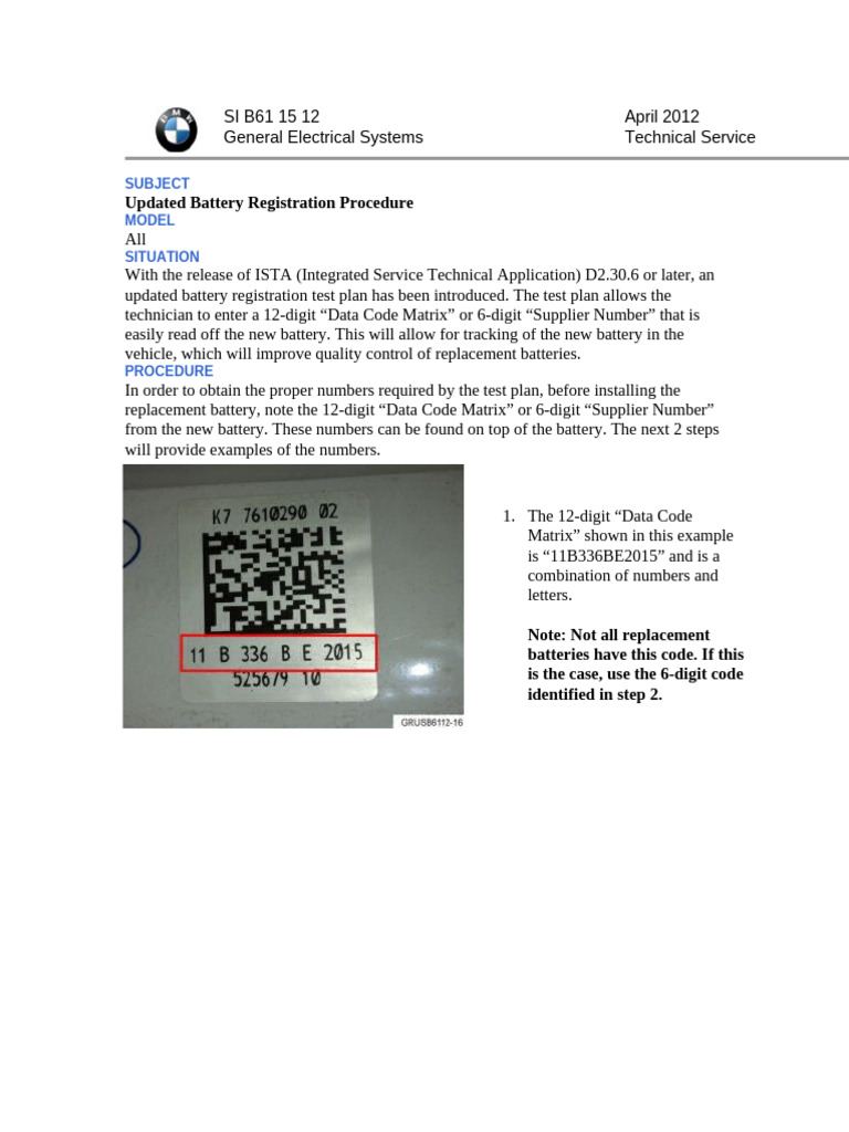 Updated Battery Registration Procedure | PDF