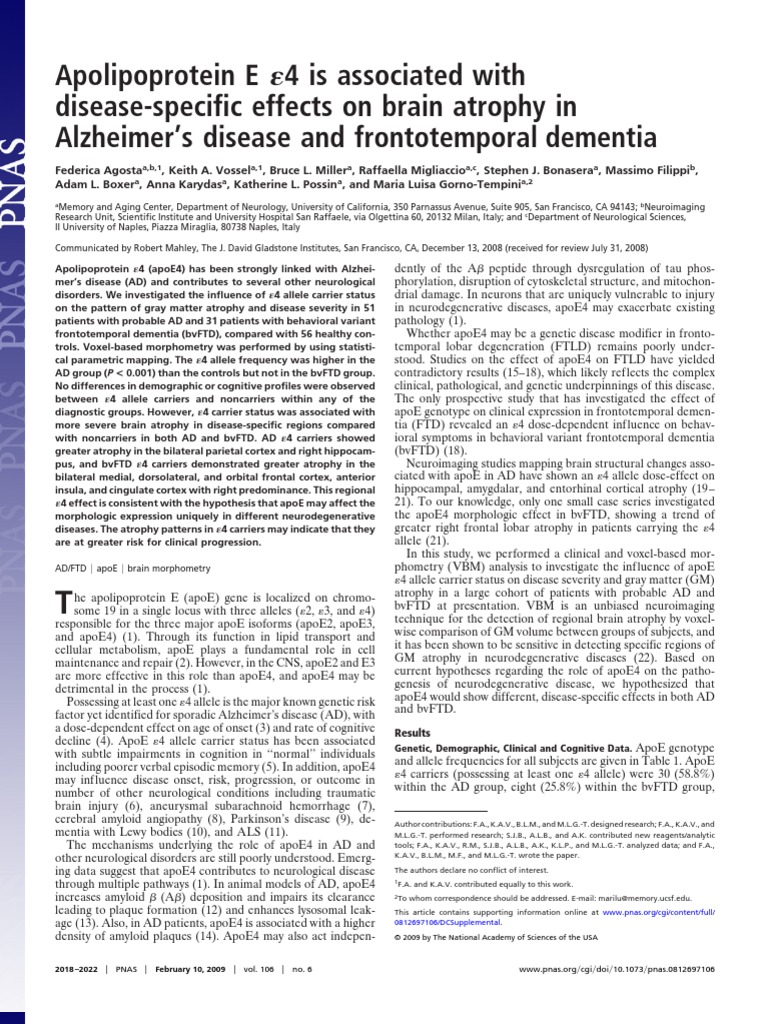 Apolipoprotein E Disease-Specific Effects On Brain Atrophy in Alzheimer ...