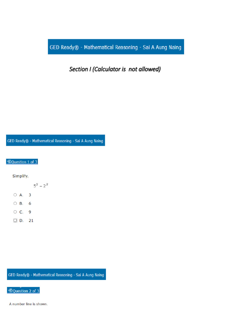 GED Maths Ready Test 2 | PDF