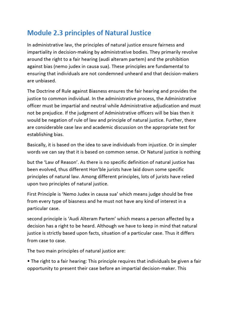 Module 2.3 Principles of Natural Justice | PDF | Justice | Crime & Violence