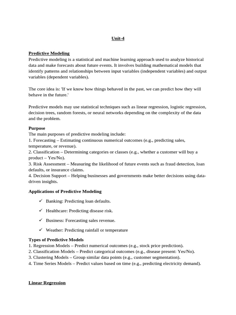Unit 4 DataScience | PDF | Linear Regression | Dependent And ...