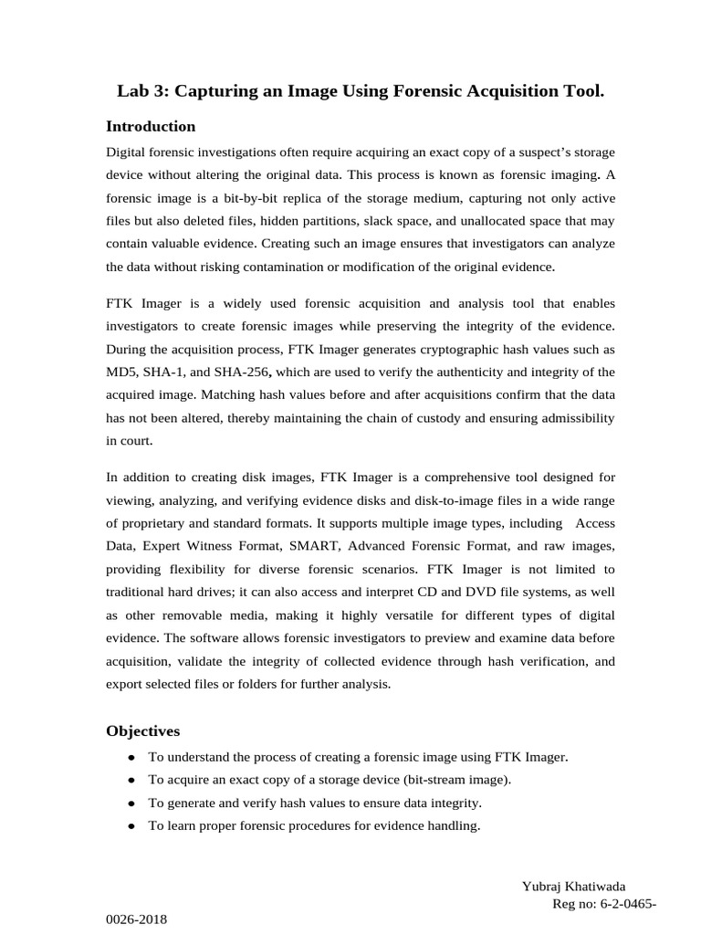 Lab 3 Capturing An Image Using Forensic Acquisition Tool. | PDF ...