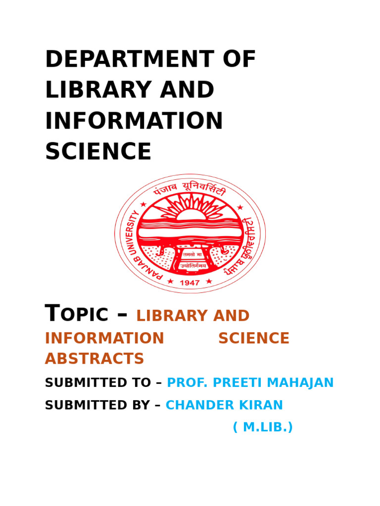 Library and Information Science Abstract | PDF | Abstract (Summary ...