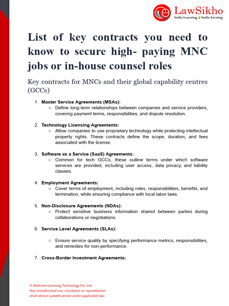 List of Key Contracts You Need To Know To Secure High - Paying MNC Jobs ...
