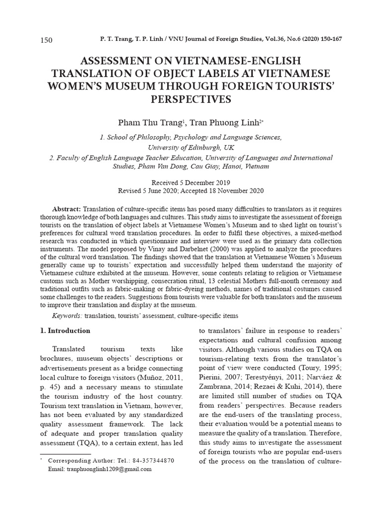 Assessment On VE Translation of Object Labels at Women's Museum | PDF ...