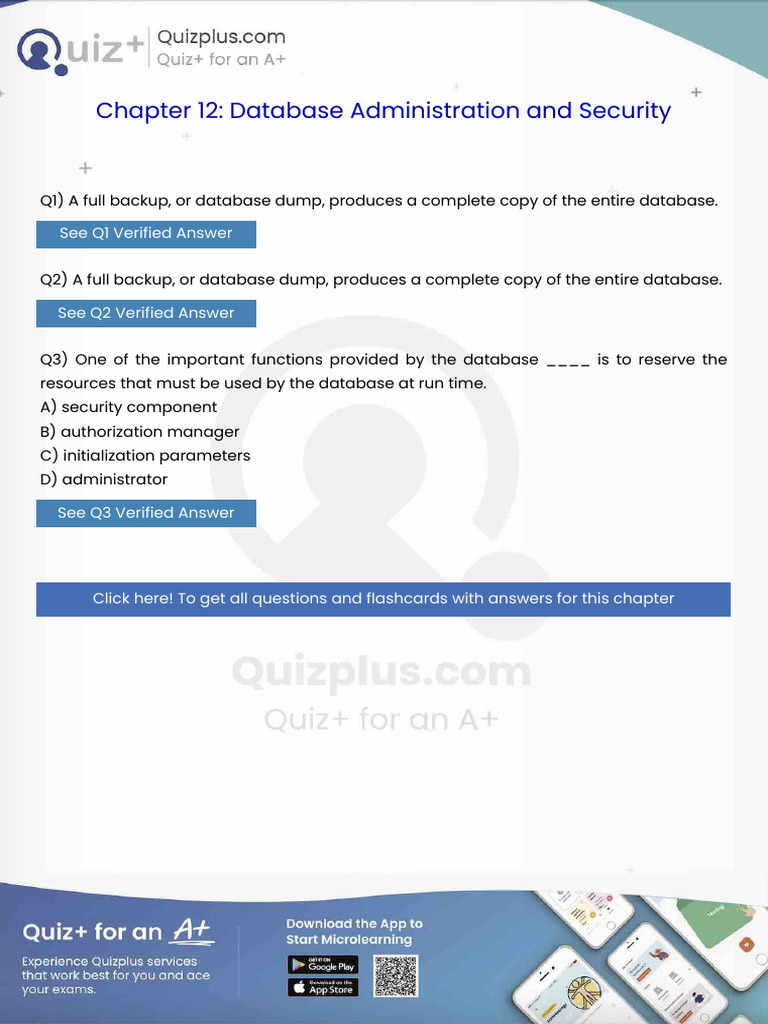 A Full Backup or Database Dump Produces A Complete Copy of The Entire ...