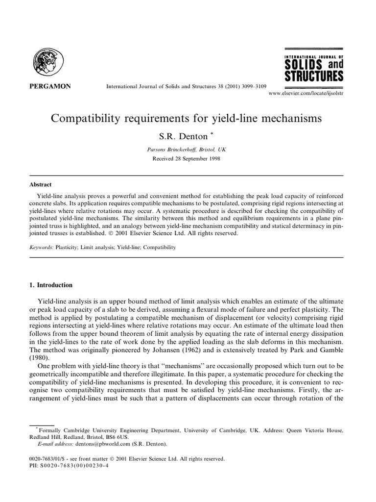 Compatibility Requirements For Yield Line Mechanism | PDF | Truss ...