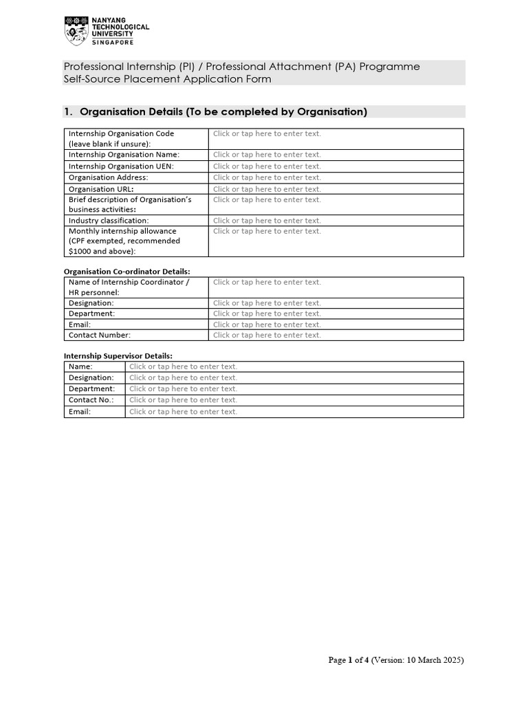 NBS Self-Source Form-Summer PA AY2025-2026 | PDF