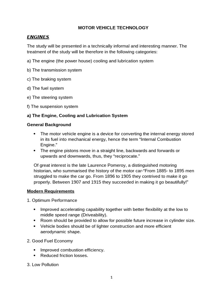 Motor Vehicle Technology | PDF | Internal Combustion Engine | Piston