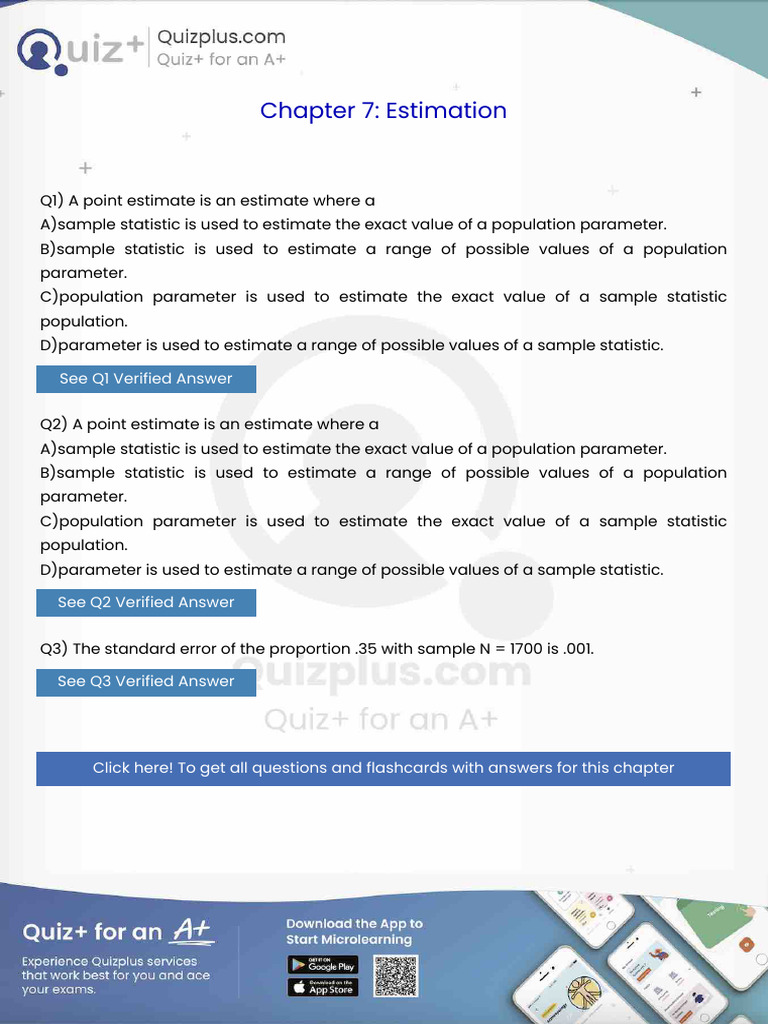 A Point Estimate Is An Estimate Where A | PDF | Variance | Analysis Of ...