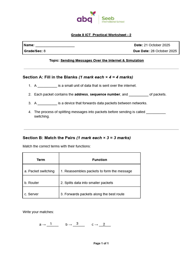 Kami Export - Grade 8 ICT Practical Worksheet - 2 | PDF
