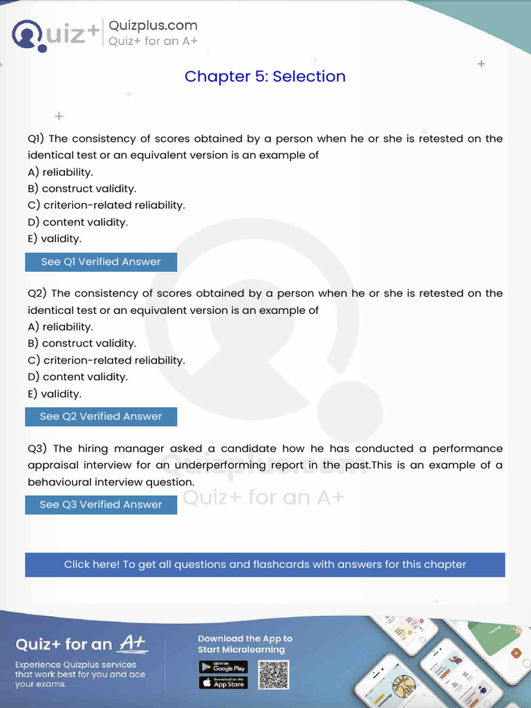 The Consistency of Scores Obtained by A Person When He or She Is ...