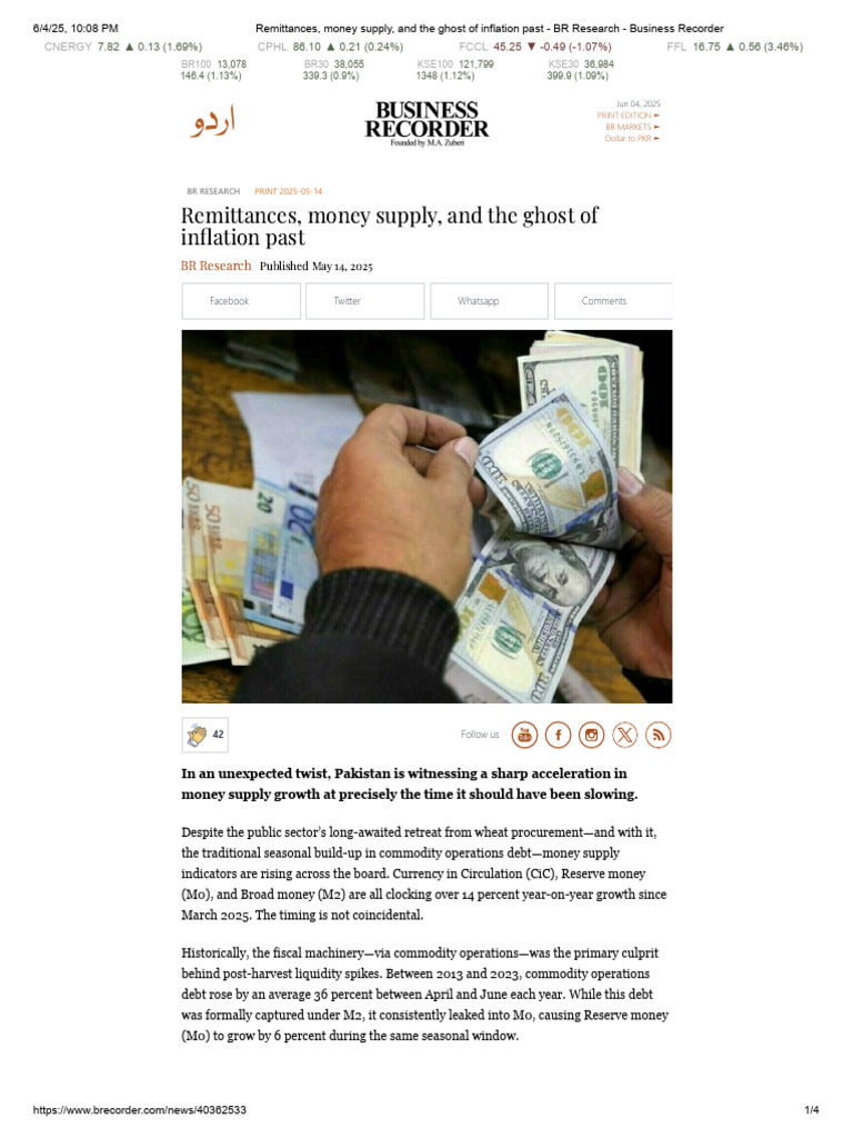 Remittances, Money Supply, and The Ghost of Inflation Past - BR ...