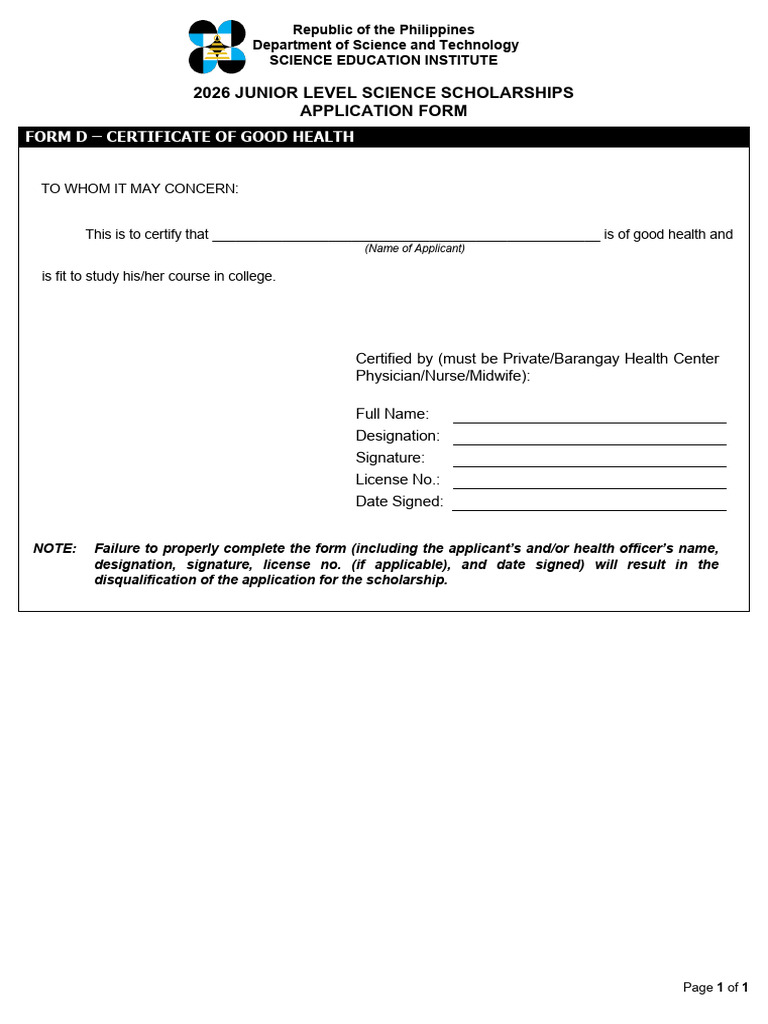 2026 JLSS Application Form D | PDF