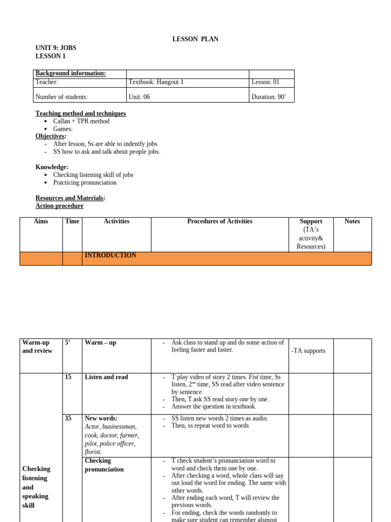 ST2 - Lesson Plan - Unit9 - Lesson 1 | PDF | Human Communication