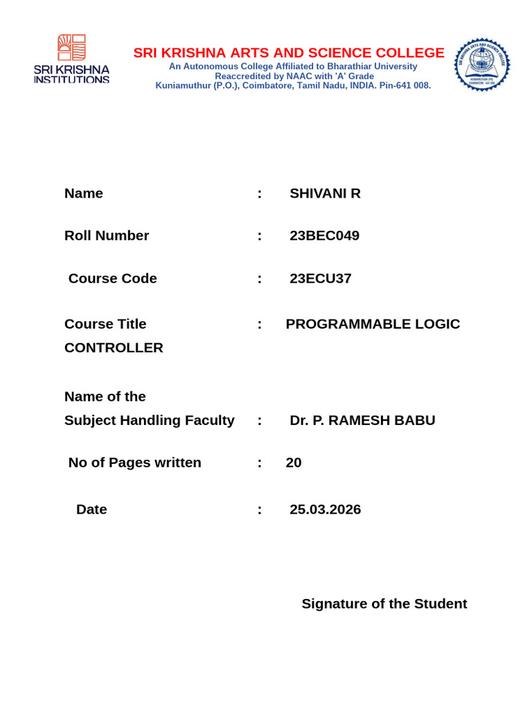 Exam Front Page Suhail PLC | PDF