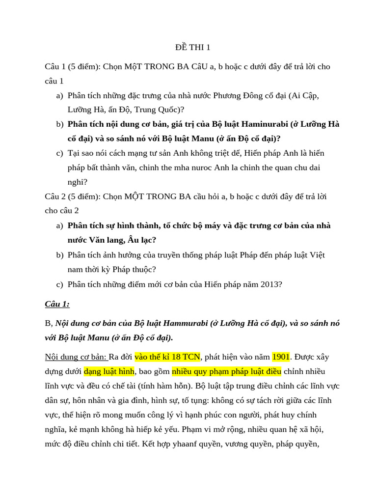 Đề Thi 1 | PDF