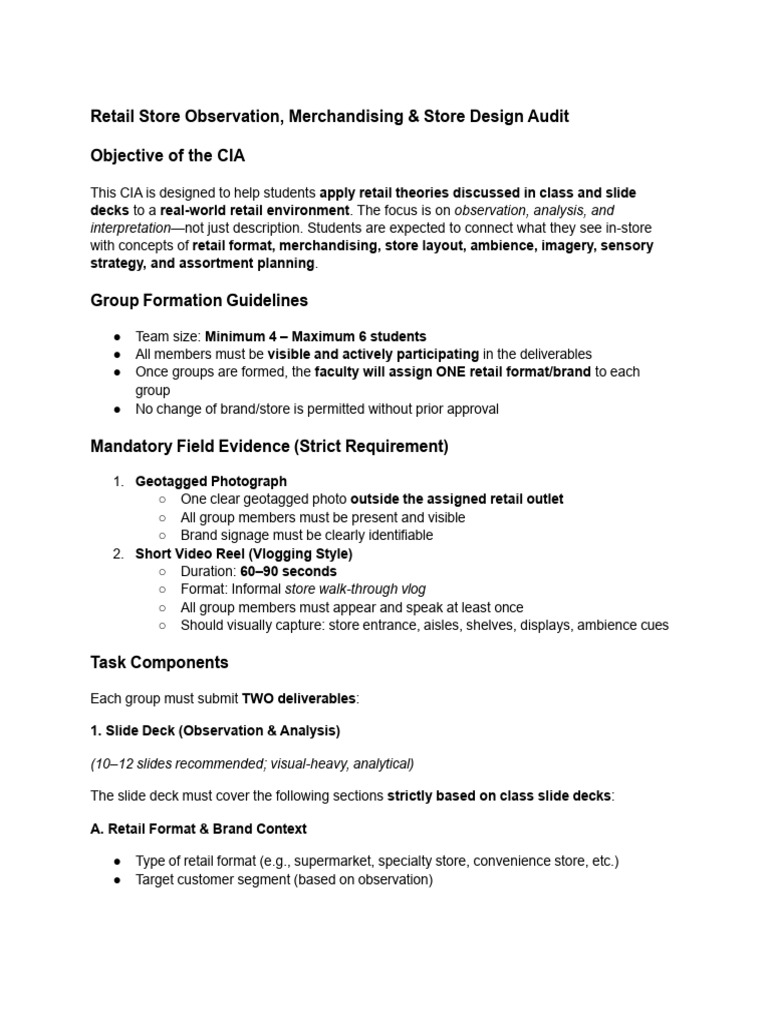 Retail Store Observation, Merchandising & Store Design Audit | PDF ...