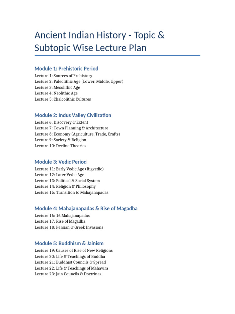 Ancient History Lecture Plan | PDF