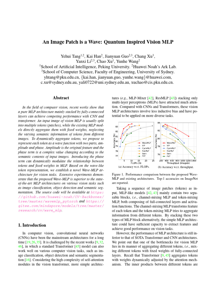 An Image Patch Is A Wave - Quantum Inspired Vision MLP | PDF | Applied ...