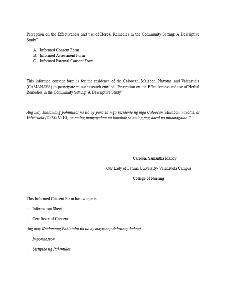 Informed Consent | PDF