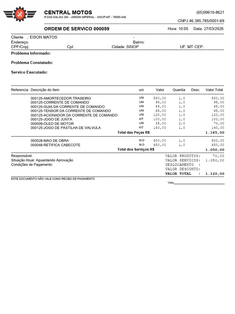 Impressão Da OS 000059 | PDF