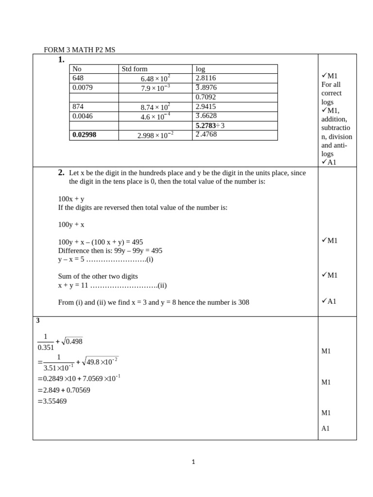 Mathematics - PP2 - Marking Scheme | PDF | Mathematics