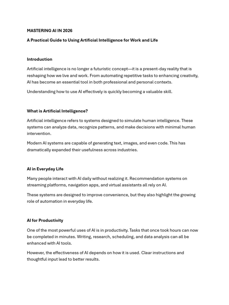 Mastering Ai in 2026 | PDF | Artificial Intelligence | Intelligence (AI ...