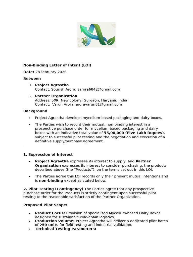 LOI Format | PDF | Indemnity | Breach Of Contract