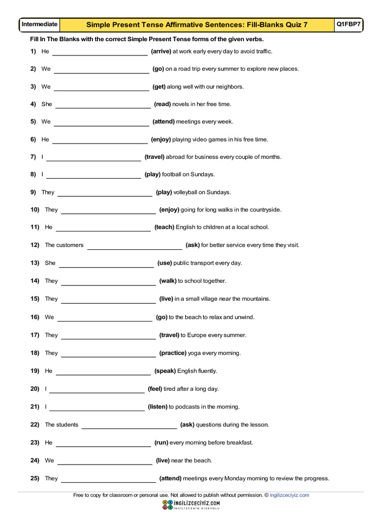 Simple Present Tense Exercises 7 | PDF | Language Families | Language ...