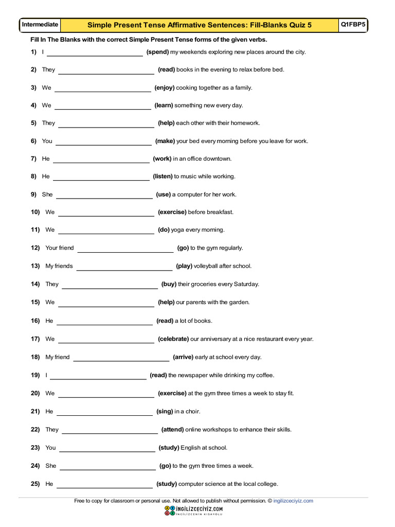 Simple Present Tense Exercises 5 | PDF | Language Mechanics | Grammar