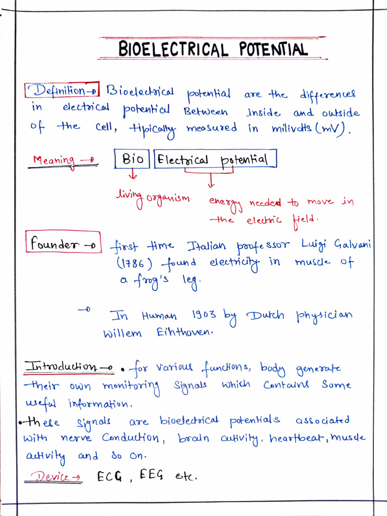 Bioelectrical Potential | PDF | Neuron | Biochemistry